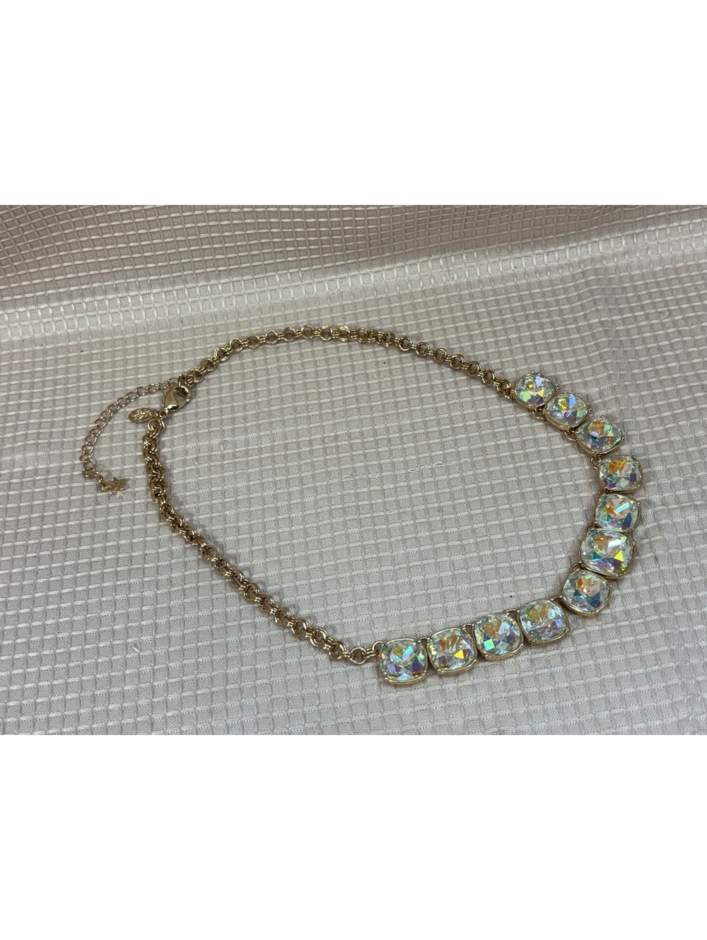 Kirks Folly Aurora Borealis Essentials Square Riviere Goldtone Necklace